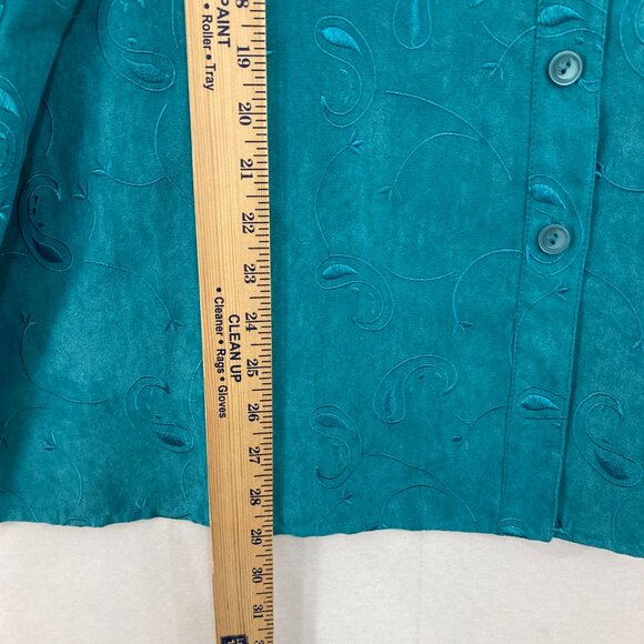 New Draper's & Damon's sz 3X Blue Teal size 3X Embroidered Long Sleeve Button Up - Picture 5 of 11